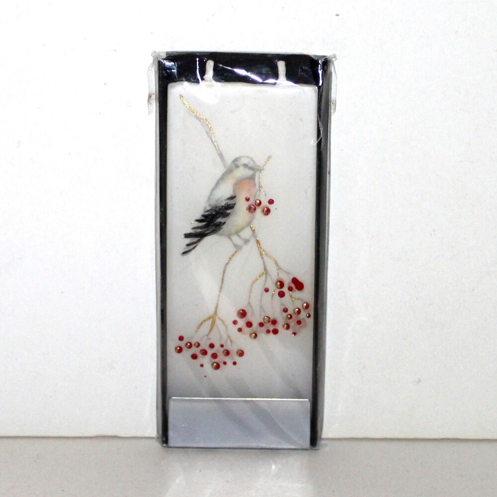 Flatyz Flat Candle on Steel Stand 2 wick Bird Branch winter Christmas
